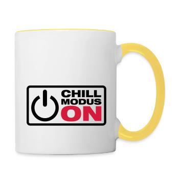 chill_modus_on_f2 - Mug contrasté - blanc/jaune - Droite