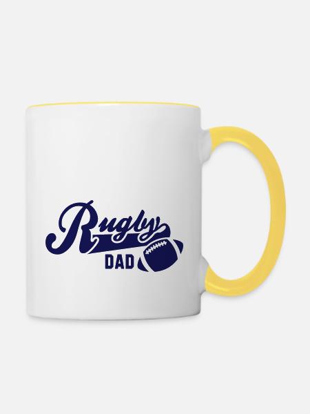 Rugby DAD - Tasse zweifarbig - Weiß/Gelb