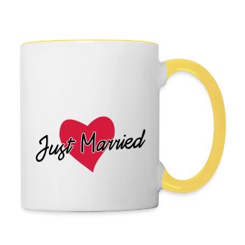 just married - Mug contrasté - blanc/jaune - Droite