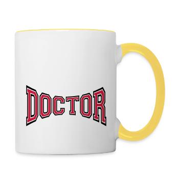 text doctor abhoeren herzschlag puls verarzten kra - Tasse zweifarbig - Weiß/Gelb - Rechts