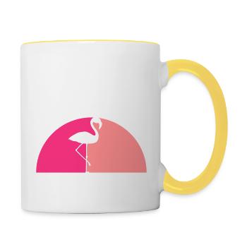 halbkreis sonnenaufgang urlaub palmen ferien sonne - Tasse zweifarbig - Weiß/Gelb - Rechts