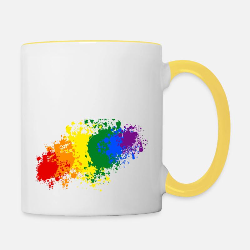 Gay Pride blobging - Contrasting Mug - white/yellow