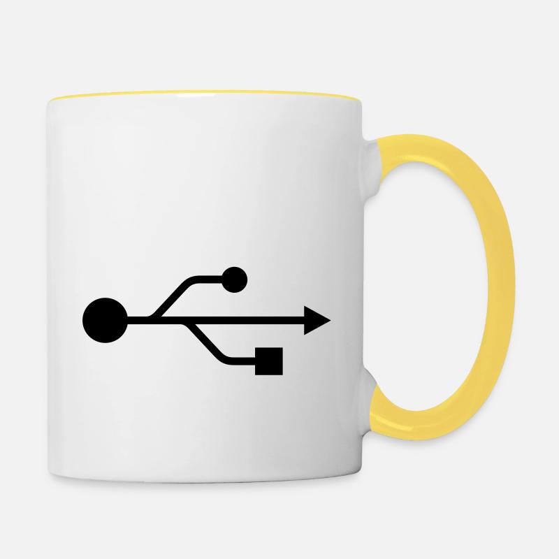 USB simbolo - Tazze bicolor - bianco/giallo