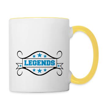 freunde legenden team crew legends are born in leg - Tasse zweifarbig - Weiß/Gelb - Rechts