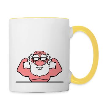 text write frame old grandfather grandfather hornbrill - Contrasting Mug - white/yellow - Right