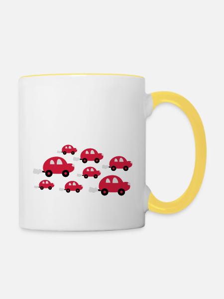 cars_design - Tasse zweifarbig - Weiß/Gelb