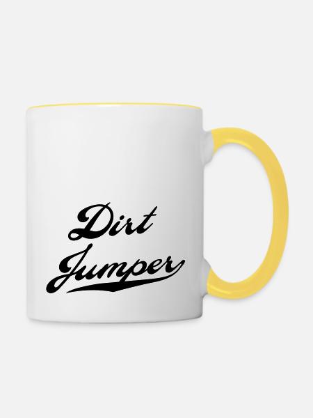 dirt jumper - Tasse zweifarbig - Weiß/Gelb