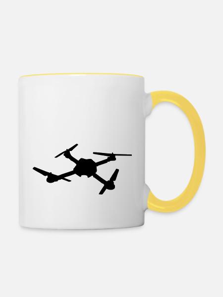 Quadrocopter - Tasse zweifarbig - Weiß/Gelb