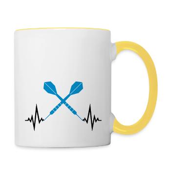 cool logo frequenz herzschlag puls text spielen da - Tasse zweifarbig - Weiß/Gelb - Rechts