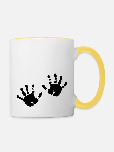 kinderhande - Tasse zweifarbig - Weiß/Gelb