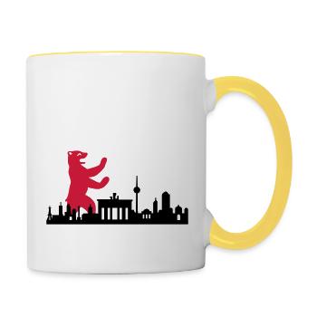 Skyline - Berlin Bär - Tasse zweifarbig - Weiß/Gelb - Rechts