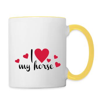 cheval - Mug contrasté - blanc/jaune - Droite