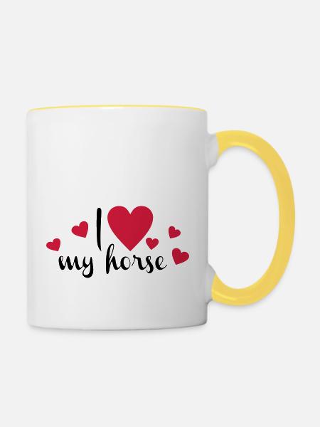 Pferd - Tasse zweifarbig - Weiß/Gelb