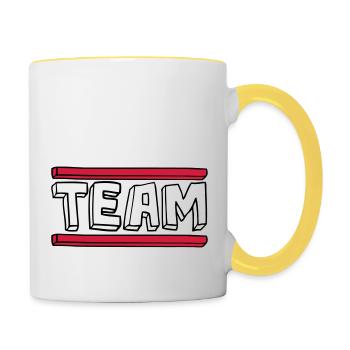 bande dessinée balken logo fête groupe pinceau - Mug contrasté - blanc/jaune - Droite