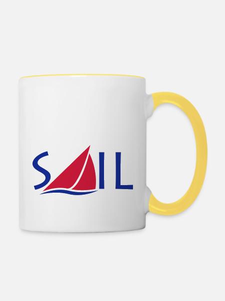 Sail Logo - Tasse zweifarbig - Weiß/Gelb
