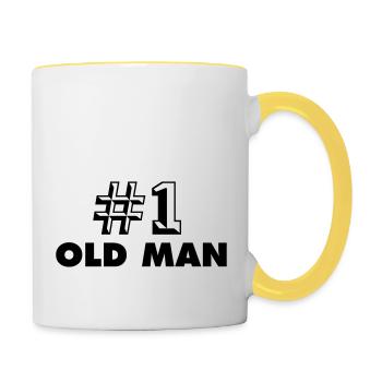 number one old man - Contrasting Mug - white/yellow - Right