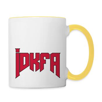 Doom Cheat-Code "idkfa" - Tasse zweifarbig - Weiß/Gelb - Rechts
