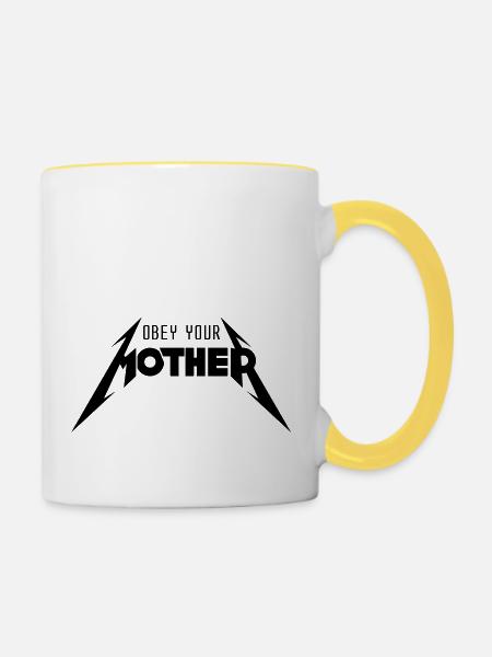 Obey Your Mother_V2 - Tasse zweifarbig - Weiß/Gelb