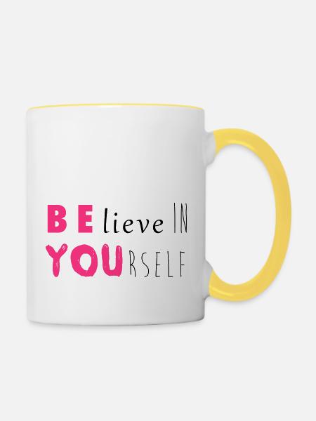Be you - Tasse zweifarbig - Weiß/Gelb