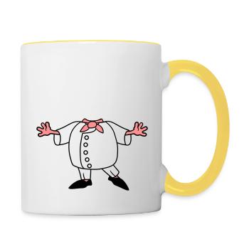 chef cuisinier tablier de corps cuisine restaurant surtout - Mug contrasté - blanc/jaune - Droite