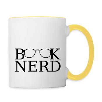 livre nerd corne lunettes lire livres geek lunettes les - Mug contrasté - blanc/jaune - Droite