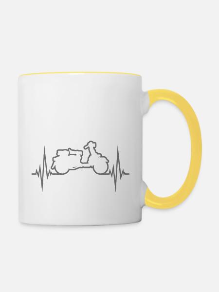 logo cool roller puls herzschlag frequenz clipart - Tasse zweifarbig - Weiß/Gelb