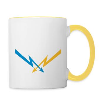 2 blitze muster elektrisch strom energie starkstro - Tasse zweifarbig - Weiß/Gelb - Rechts