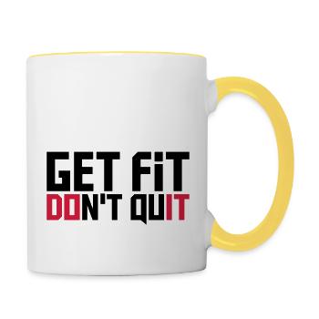 do it get fit dont quit logo design cool trainiere - Tasse zweifarbig - Weiß/Gelb - Rechts