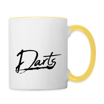crew dart team logo freunde verein club pfeil dart - Tasse zweifarbig - Weiß/Gelb - Rechts