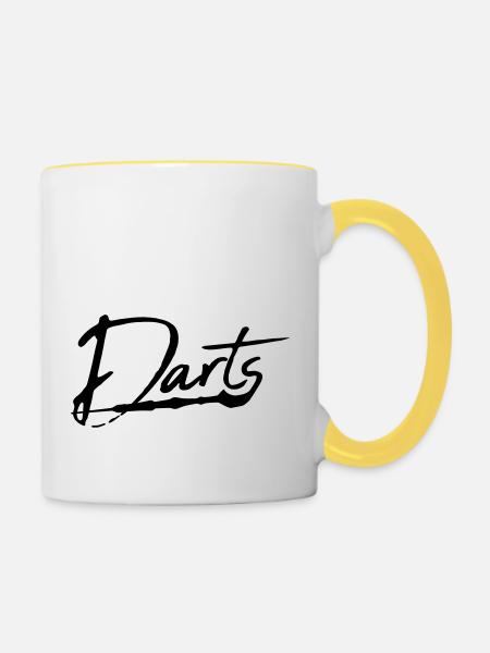 crew dart team logo freunde verein club pfeil dart - Tasse zweifarbig - Weiß/Gelb