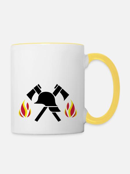 firefighter - Tasse zweifarbig - Weiß/Gelb