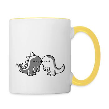 2 dinosaur friends - Contrasting Mug - white/yellow - Right
