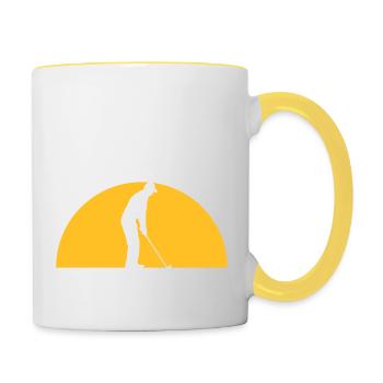 Abends Golf spielen - Tasse zweifarbig - Weiß/Gelb - Rechts