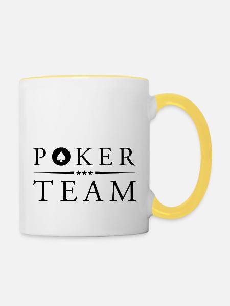 poker team pik - Tasse zweifarbig - Weiß/Gelb