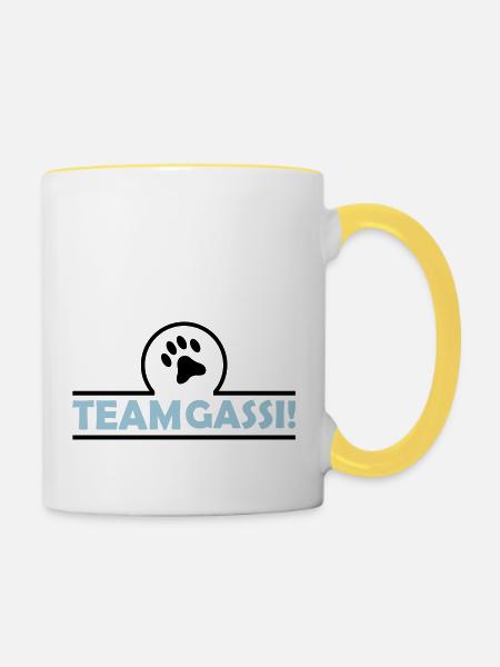 team_gassi_002 - Tasse zweifarbig - Weiß/Gelb