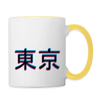 Effet 3D Tokyo - Mug contrasté - blanc/jaune - Droite