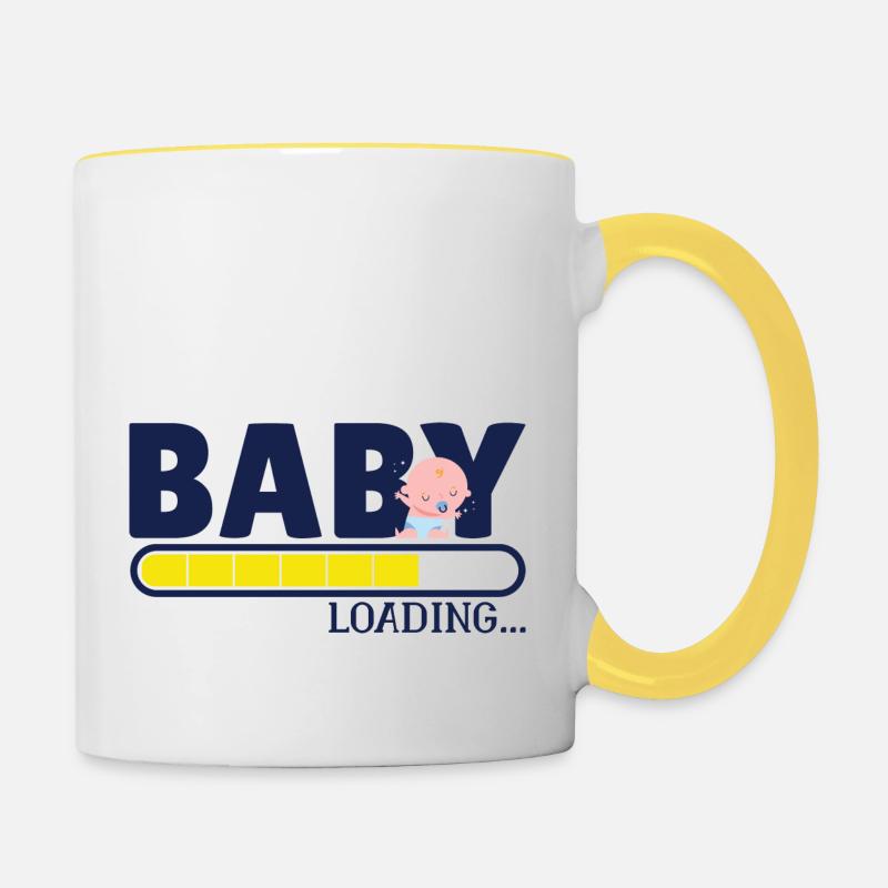 Baby Loading Schwangerschaft - Tasse zweifarbig - Weiß/Gelb