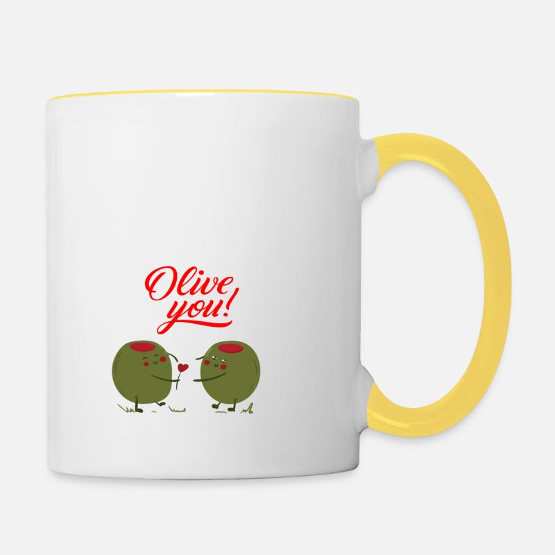 Olive you - Contrasting Mug - white/yellow