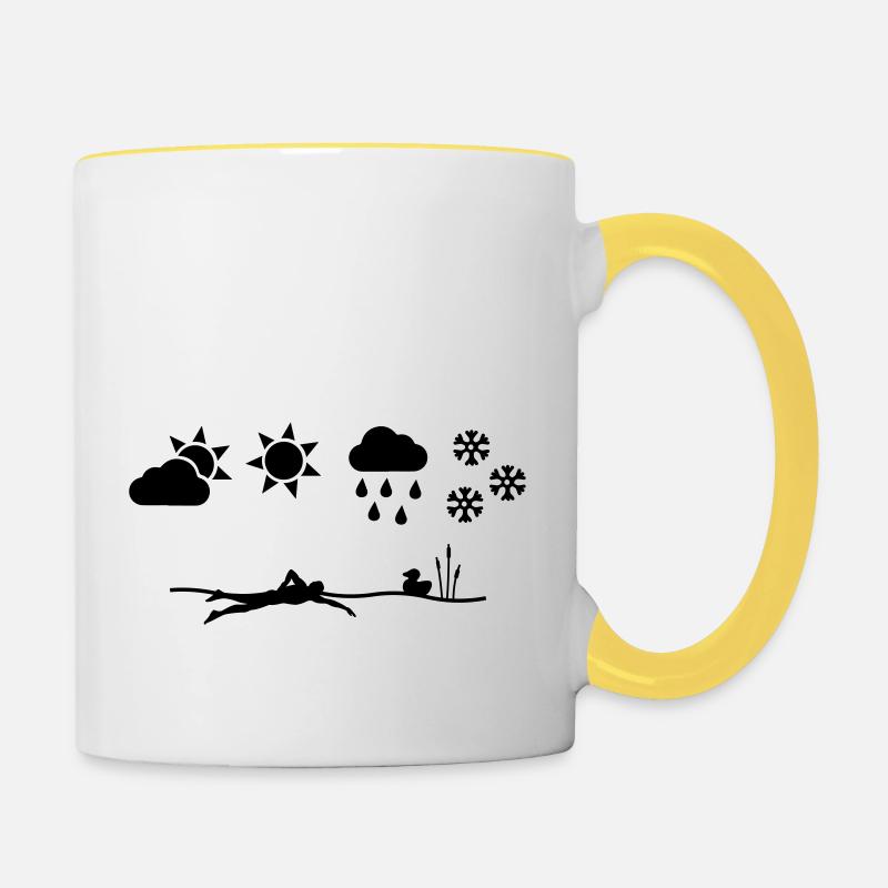 Nageur en eau libre toute l'année - Mug contrasté - blanc/jaune