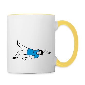 Ohnmächtiger Mann Design - Tasse zweifarbig - Weiß/Gelb - Rechts