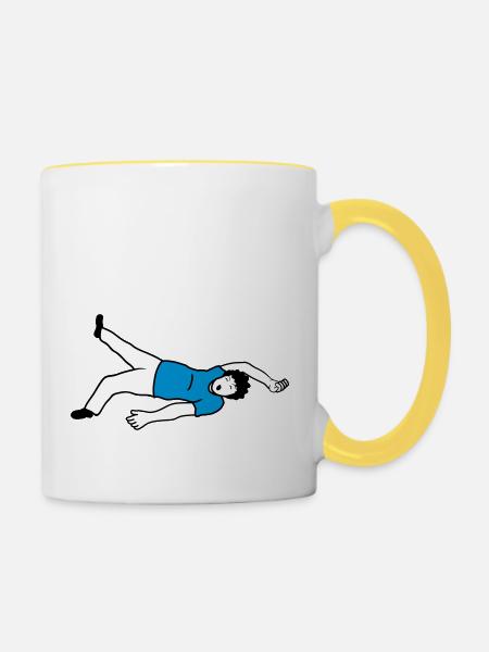 Ohnmächtiger Mann Design - Tasse zweifarbig - Weiß/Gelb