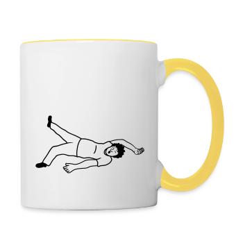 Schlafender Ohnmächtiger Mann - Tasse zweifarbig - Weiß/Gelb - Rechts