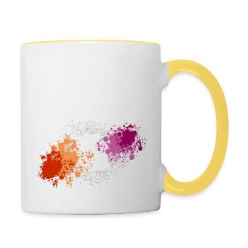 Lesbian pride blobs - Contrasting Mug - white/yellow - Right