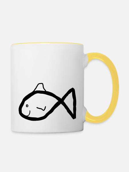 Fisch - Tasse zweifarbig - Weiß/Gelb