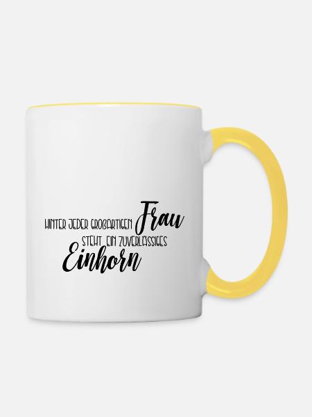 Hinter jeder großartigen Frau - Tasse zweifarbig - Weiß/Gelb