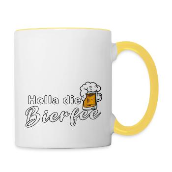 Holla die Bierfee Alkohol Bierzelt Bier Trinken - Tasse zweifarbig - Weiß/Gelb - Rechts