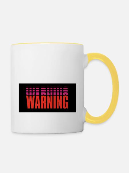 Warning - Tasse zweifarbig - Weiß/Gelb