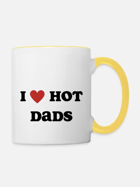 Ich liebe Hot Dads - Tasse zweifarbig - Weiß/Gelb