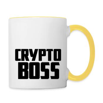 crypto boss - Mug contrasté - blanc/jaune - Droite