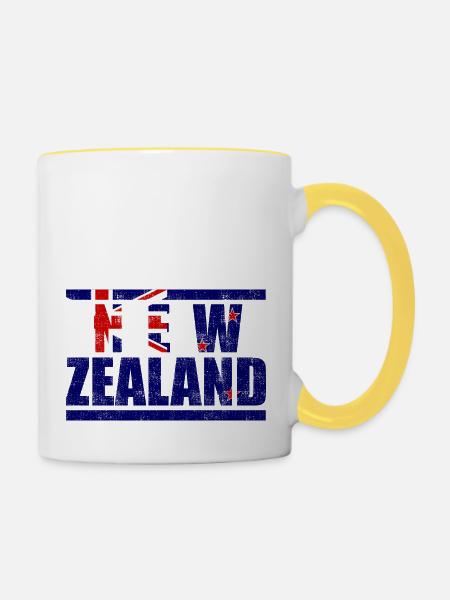 Neuseeland - Tasse zweifarbig - Weiß/Gelb